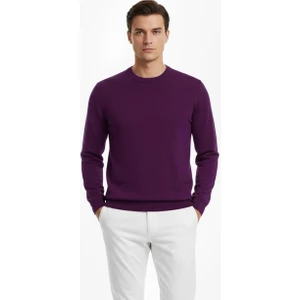 Mor Bisiklet Yaka Triko Kazak