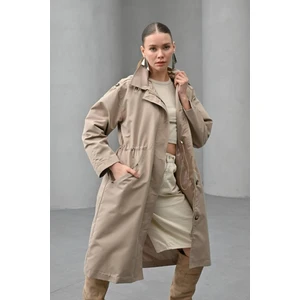 Uniq Bej Kapüşonlu Trençkot