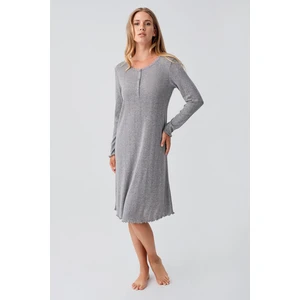 Artış Collection Uzun Kollu Düğmeli Ajurlu Esnek Pamuklu Kısa Gecelik 18107