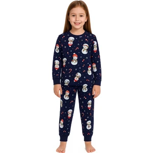Unisex Yılbaşı Kardan Adam Desenli Çocuk Pijama Takımı