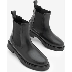 Kadın Lastikli Fermuar Aksesuarlı Günlük Bot Pinge Siyah