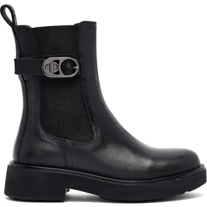 Kadın Siyah Kalın Tabanlı Deri Chelsea Bot 25WFD202018