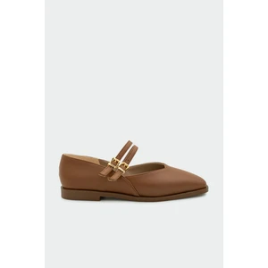 Jadon Taba Deri Çift Toka Detaylı Babet