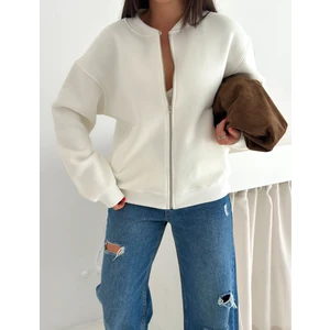 Fermuarlı 3 Iplik Kolej Sweatshirt Hırka