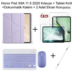 Yesnıce Honor Pad X9A 11.5 Inç 2025 Uyumlu Standlı Kılıf Dokunmatik Kalem ve Klavye Set