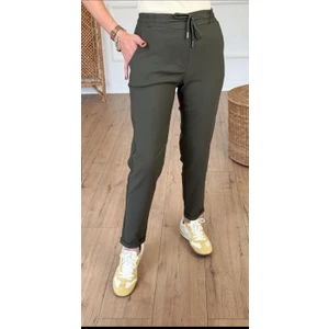 Double TT Kadın Full Likralı Beli Bağçıklı Süper Rahat Duble Paça Bilek Boy Üst Düzey Pantolon