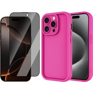 iPhone 14 Pro Max Kılıf Kamera Korumalı Zore Ananas Kapak + Hayalet Cam Ekran Koruyucu