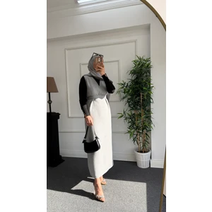 Nisa Nalbantoğlu Gri Tüvit Tesettür Jile