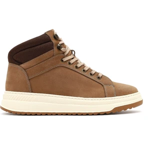 Erkek Bej Bağcıklı Kalın Tabanlı Nubuk Deri Spor Bot 25WFD6602V3