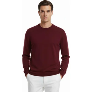 Bordo Bisiklet Yaka Triko Kazak