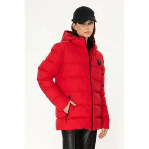 İçi Astarlı Cepli Kapüşonlu Jel Elyaflı Su ve Rügar Geçirmez Kadın Kışlık Mont