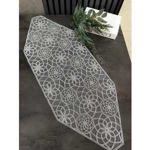 Simli Runner Masa Örtüsü Sehpa Örtüsü (Gri)