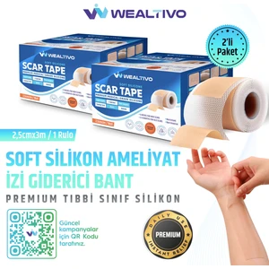 Premium Soft Silikon Yara Izi Bandı 2’li Set 3 M – 2,5 cm Genişlik, Ameliyat/sezaryen/skar