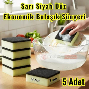 Klasir Ekonomik 9 x 7 cm Sarı Siyah Düz Bulaşık Süngeri