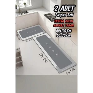 2 Adet Su Emici Kaymaz Taban Banyo & Mutfak Paspası Seti Mutfak Tezgah Önü Paspas 50X120 cm 50X70CM