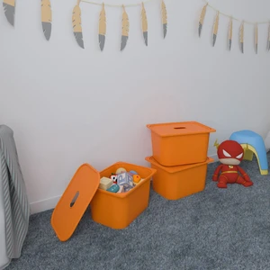 3 Adet Turuncu Derin Kapaklı Oyuncak Sepeti 3DS3K