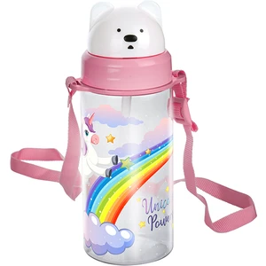 Titiz Plastik Glossa Sevimli Hayvanlar Askılı Çocuk Matarası - 400 ml