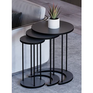 Alpa Ev Mobilya Ay 3’lü Yuvarlak Zigon Sehpa Seti – Modern Metal Ayaklı, Şık Yan & Orta Sehpa,c Zigon