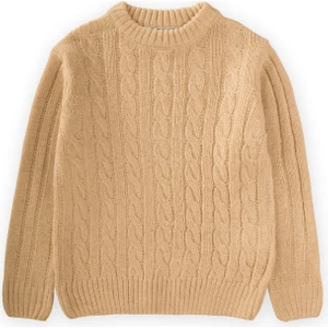 Saç Örgülü Kazak 1-8 Yaş Hardal Sarı