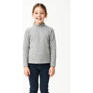 Kız Çocuk Triko Düz Badi Balıkçı Yaka D1