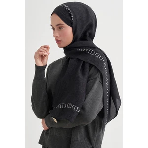 Elenora Monogram Floş Şal Siyah