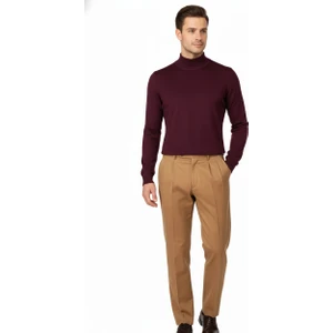 Erkek Kışlık Yarım Balıkçı Yaka Kazak Pamuklu Marina Örme Uzun Kollu Düz Renk Rahat Kesim