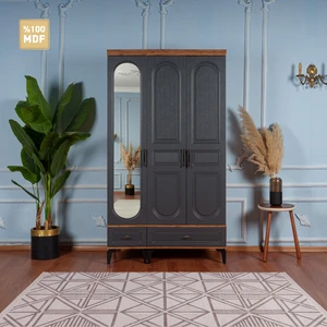 Slope 3 Kapaklı Mdf Ayaklı Tasarım Country Gardırop