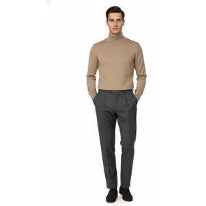 Erkek Kışlık Yarım Balıkçı Yaka Kazak Pamuklu Marina Örme Uzun Kollu Düz Renk Rahat Kesim