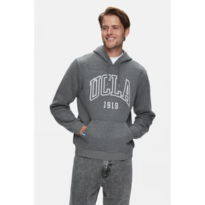 Jepsen Koyu Gri Kapüşonlu Nakışlı Standard Fit Erkek Sweatshirt