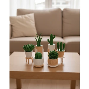 6'lı Yapay Kaktüs Set (18 Parça) - Yapay Çiçek - Yapay Bitki