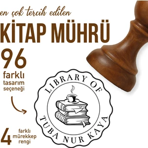 Kitap Mührü, Kitap Kaşesi, Kişiye Özel Ahşap Mühür, Kişiye Özel Hediye, Tasarımlar, Kitap Damgası