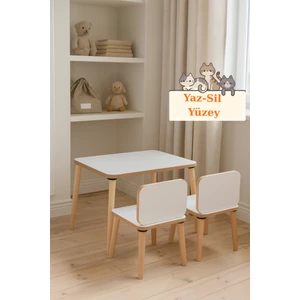 Çocuk Aktivite Masası, Etkinlik Masası, Çocuk Düz Çalışma Masası- Sandalye Takımı Yaz- Sil Yüzey