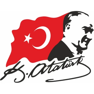 Sticker Dizayn Mustafa Kemal Atatürk Sticker - Türk Bayrağı Sticker - Atatürk Imza Sticker -Gazi Başbuğ Atatürk Silüet ve Türk Bayrağı Sticker 02511