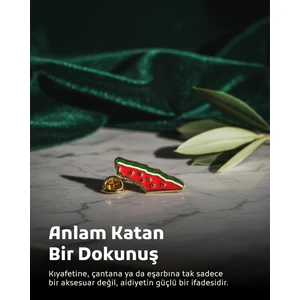 Filistin Haritası Sembolü Karpuz Tasarımlı Filistin Haritası Rozet 1 Adet A300005