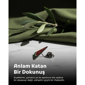 Filistin Simgesi Renkli Üçgen Karpuz Dilimi Tasarımlı Metal Yaka Rozeti 1 Adet A300007