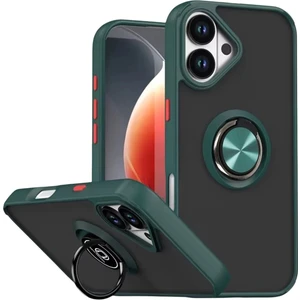 M.TK Moveteck Apple iPhone 17 Kılıf Mat Parmak Izi Yapmaz Renkli Tuşlu 360 Yüzüklü Standlı Military Kamera Korumalı Kapak