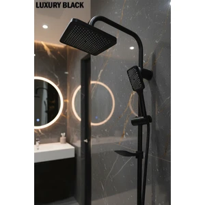 Royal Robot Duş Seti Mat Siyah Duş Takımı El Tepe Duşu Spiral Robot Duş Takımı Yağmurlama Tepe Duş