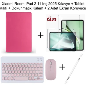 Yesnıce Xiaomi Redmi Pad 2 11 Inç 2025 Uyumlu Standlı Kılıf Dokunmatik Kalem ve Klavye Set