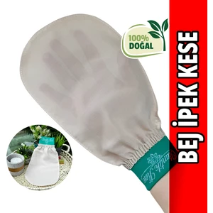 Otantik Kese Banyo Kesesi, Hamam Kesesi, Duş Kesesi, Vücut Kesesi, Bej İpek Banyo Kesesi