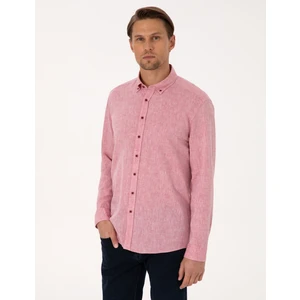 Pierre Cardin Erkek Nar Çiçeği Regular Fit Uzun Kollu Gömlek 50303245-VR239