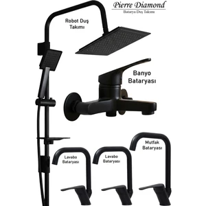 Banyo Lavabo Mutfak Bataryası Robot Duş Takımı Siyah Renk