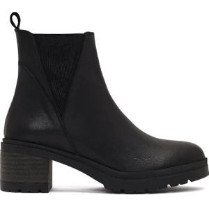 Kadın Siyah Fermuarlı Kalın Topuklu Deri Bot 25WFD340218