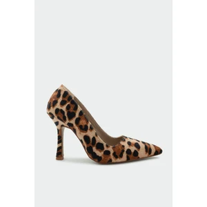 Relly Leopar Süet Topuklu Ayakkabı