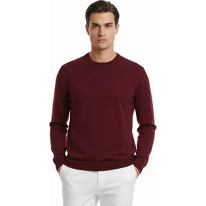 Bordo Bisiklet Yaka Triko Kazak