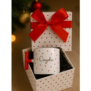 Isme Özel Kalpli Kupa Bardak(Kraft Kutulu Gönderim)