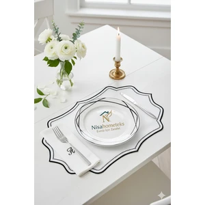 6 Adet Nakışlı Keten Amerikan Servis - Keten Supla