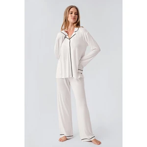 Artış Collection Uzun Kollu Düğmeli Esnek Viskoz Pijama Takım 18207