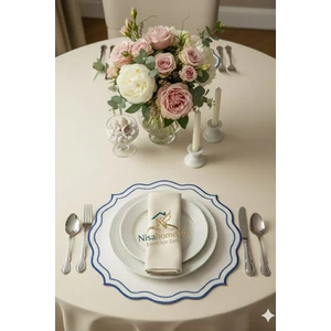 6 Adet  Keten Amerikan Servis - Keten Supla