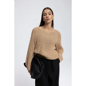 Latte Bisiklet Yaka Hardal Triko Kazak