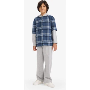 Erkek Çocuk 2'li Takım Çıkarılabilir Kapüşonlu Kareli Gömlek Eşofman Altı G3272A825WN